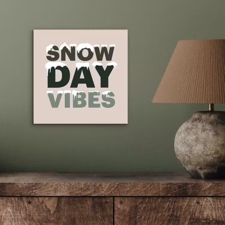 Alu-Dibond-Bild - Schnee – Text – Weihnachten – Beige — 3