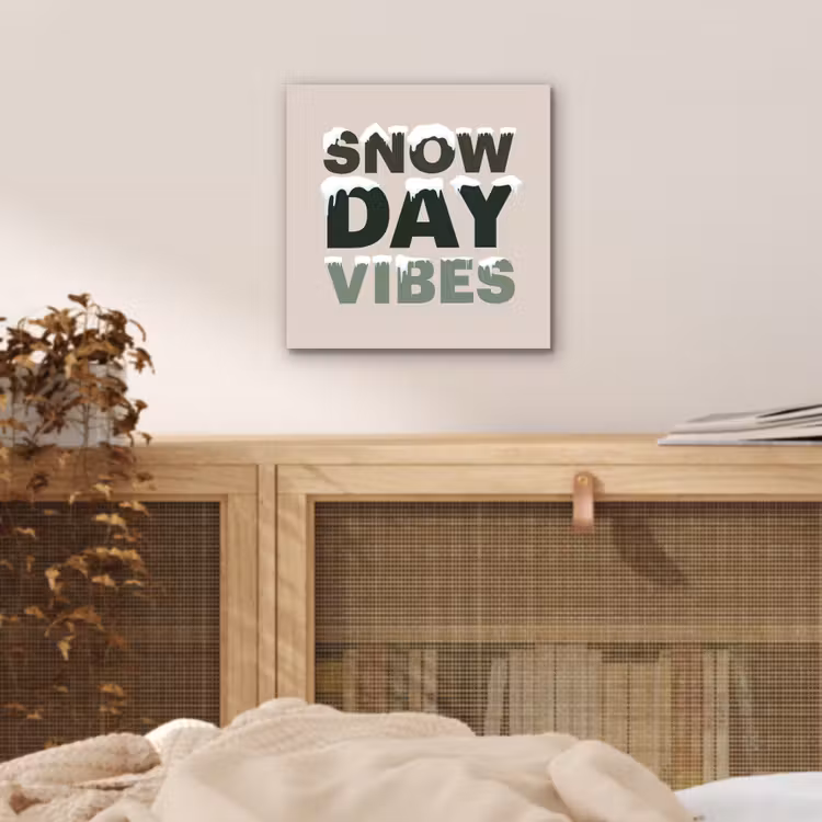 Alu-Dibond-Bild - Schnee – Text – Weihnachten – Beige — 4