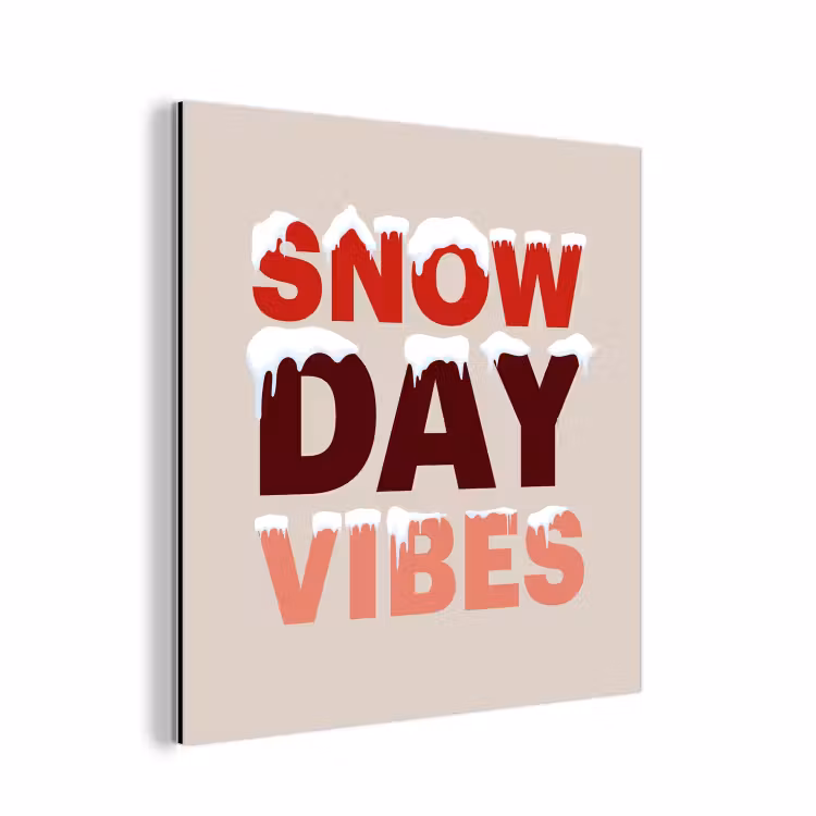 Alu-Dibond-Bild - Schnee – Weihnachten – Text – Rot — 1