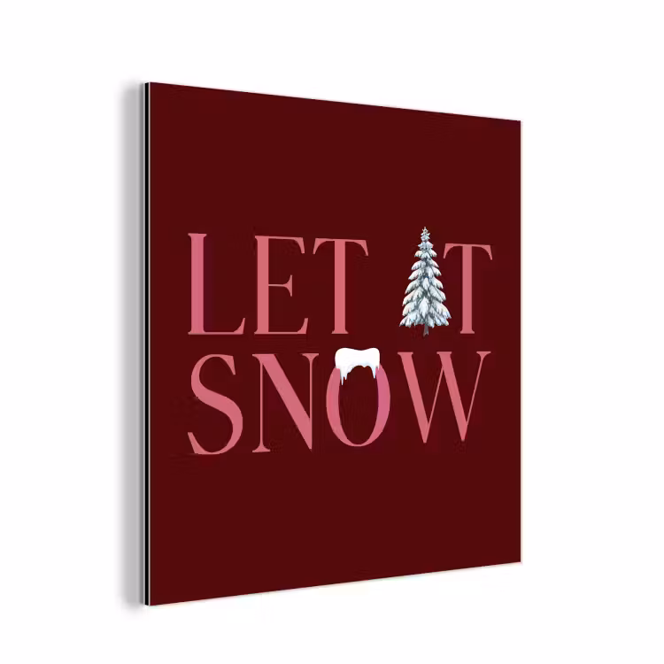 Alu-Dibond-Bild - Text – Weihnachten – Schnee – Rosa — 1