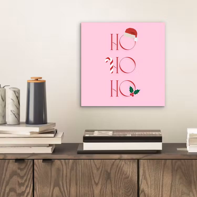 Alu-Dibond-Bild - Weihnachten – Text – Rosa – Illustration — 2