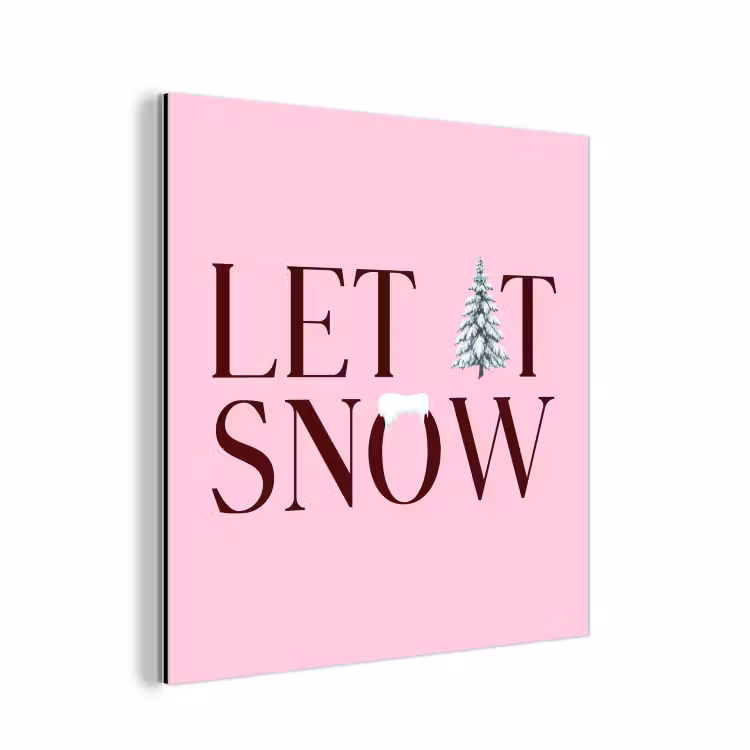 Alu-Dibond-Bild - Weihnachten – Text – Schnee – Rosa — 1