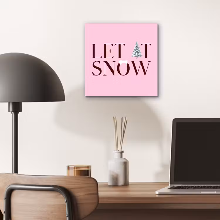 Alu-Dibond-Bild - Weihnachten – Text – Schnee – Rosa — 6