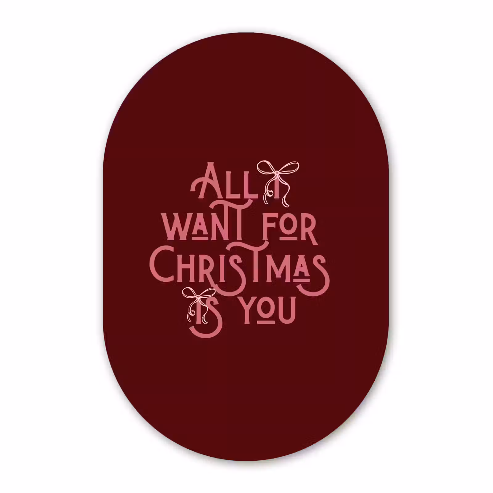 Alu-Dibond-Bild Oval - Text – Weihnachten – Rot – Rosa — 1