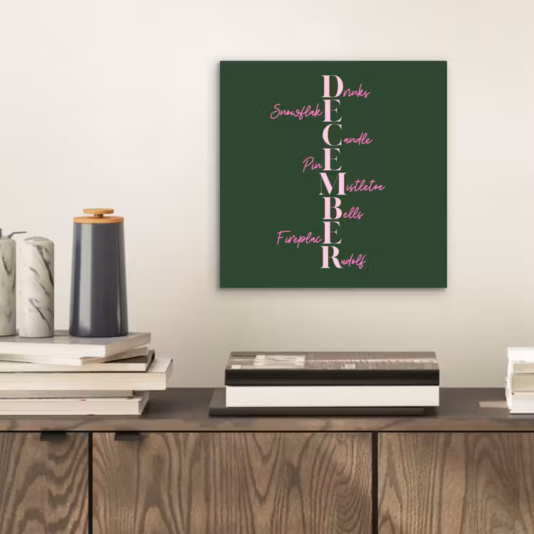 Alu-Dibond-Bild - Dezember – Text – Weihnachten – Grün — 2