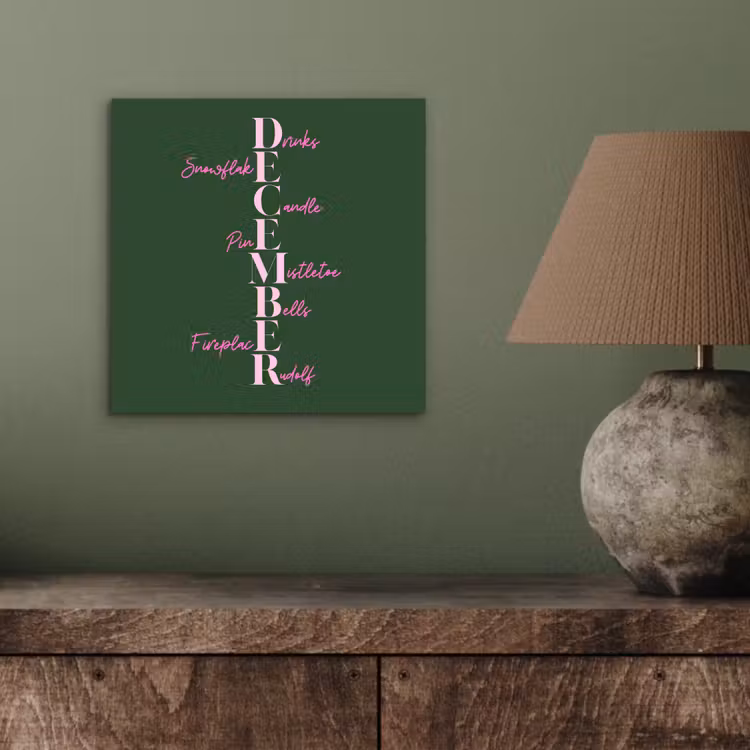 Alu-Dibond-Bild - Dezember – Text – Weihnachten – Grün — 3