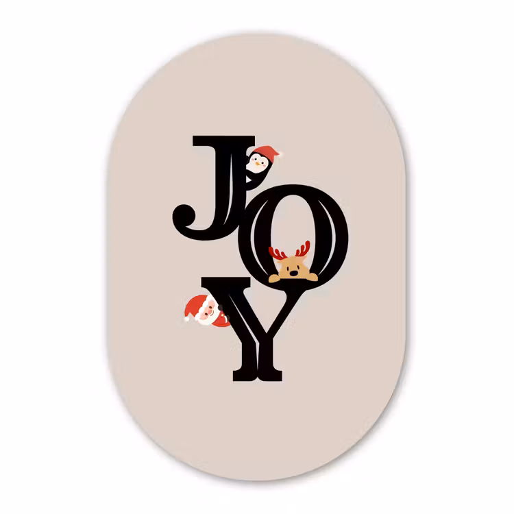 Alu-Dibond-Bild Oval - Joy – Animation – Schwarz – Weihnachten — 1