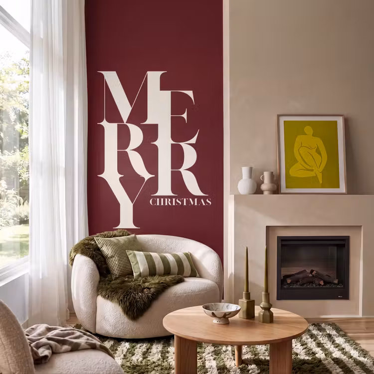 Tapete - Merry – Text – Dunkel – Rot — 1