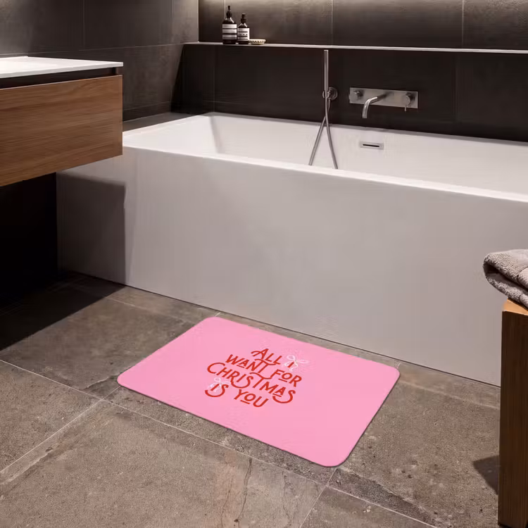 Badematte - Text – Weihnachten – Rosa – Rot — 4