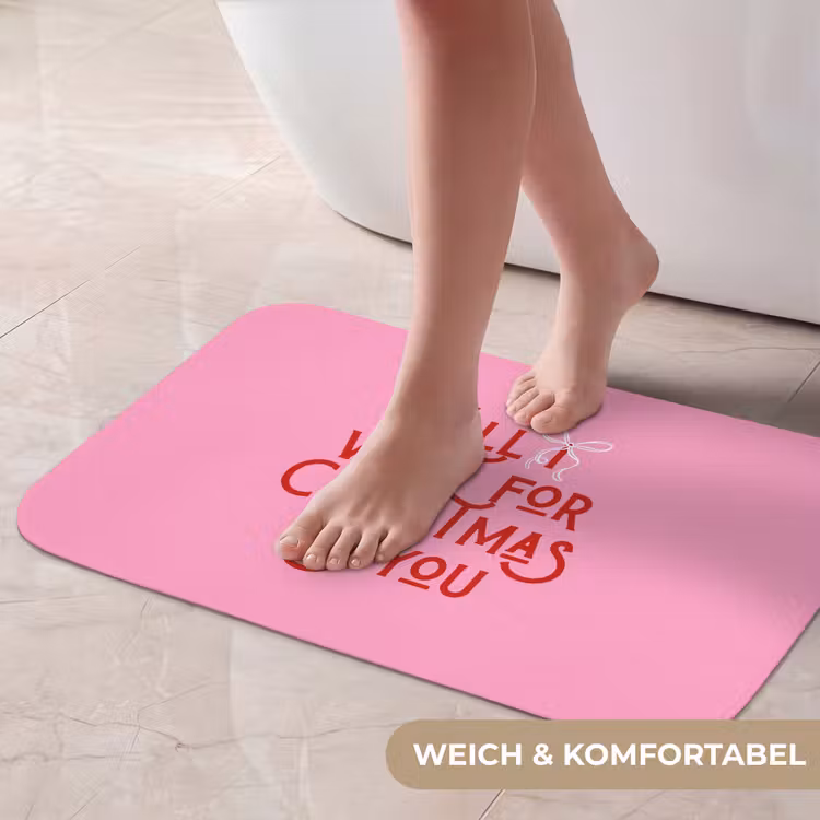Badematte - Text – Weihnachten – Rosa – Rot — 5