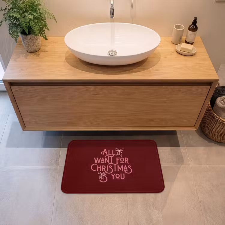 Badematte - Text – Weihnachten – Rot – Rosa — 2