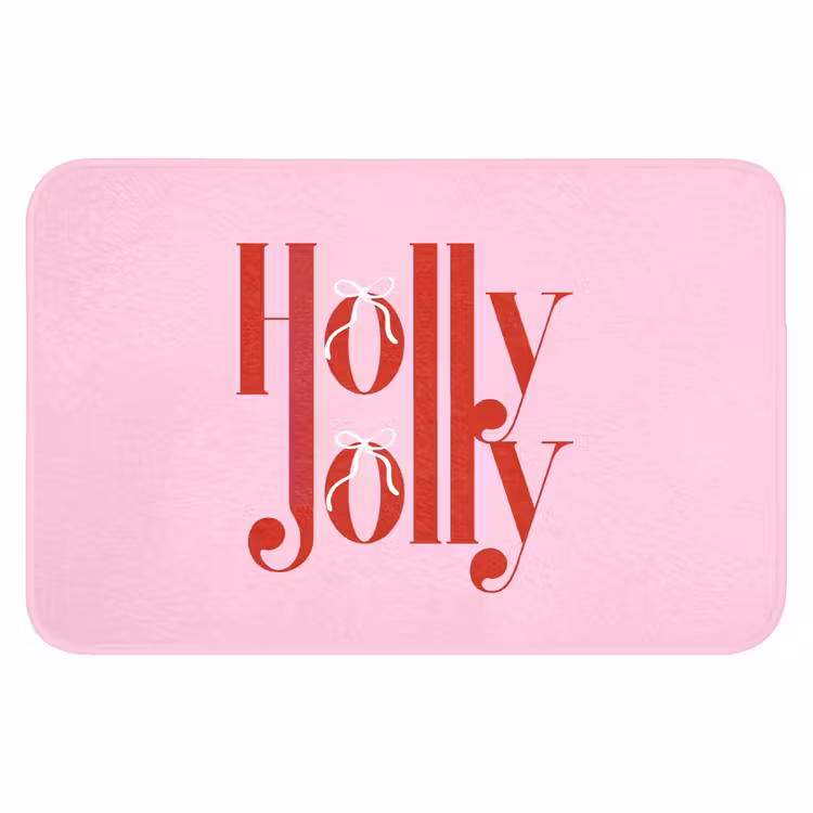 Badematte - Weihnachten – Text – Rot – Rosa — 1