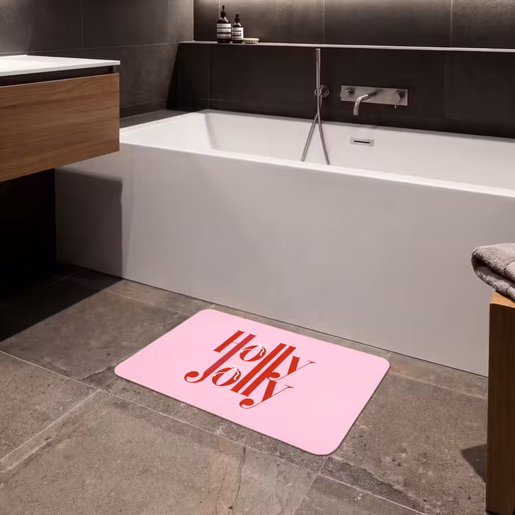 Badematte - Weihnachten – Text – Rot – Rosa — 4