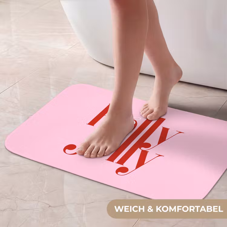 Badematte - Weihnachten – Text – Rot – Rosa — 5