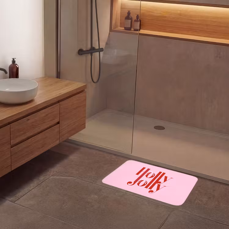 Badematte - Weihnachten – Text – Rot – Rosa — 8