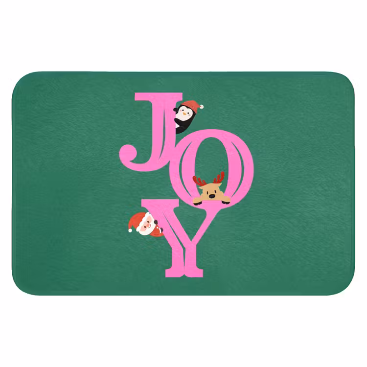 Badematte - Freude – Weihnachten – Animation – Rosa – Grün — 1