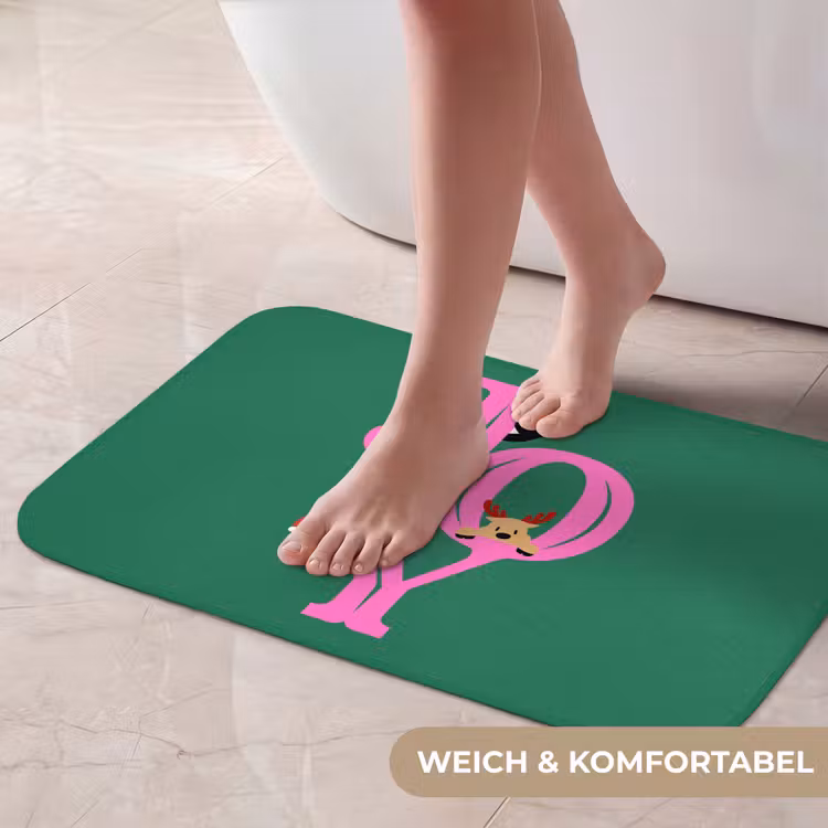 Badematte - Freude – Weihnachten – Animation – Rosa – Grün — 5