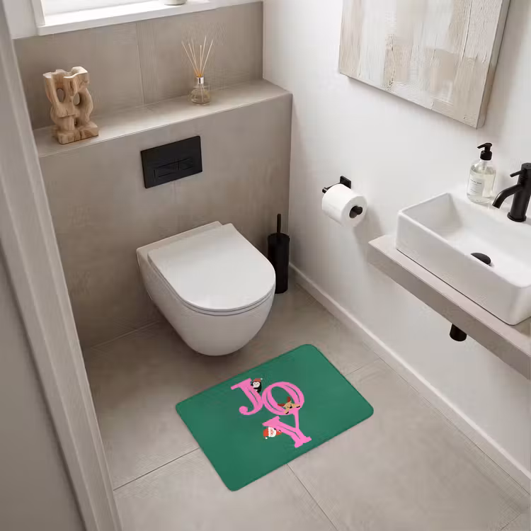 Badematte - Freude – Weihnachten – Animation – Rosa – Grün — 6