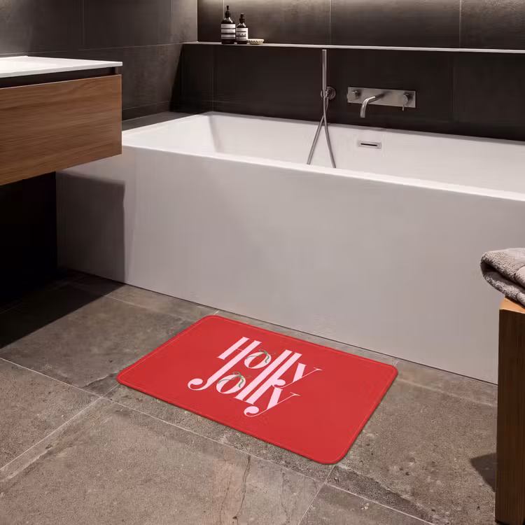 Badematte - Weihnachten – Rosa – Rot – Text — 4