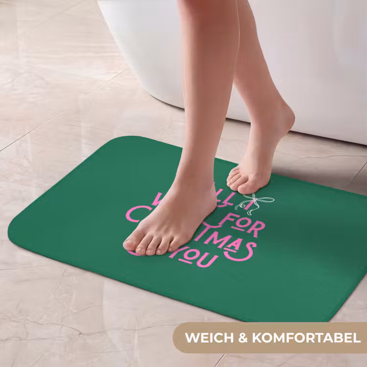 Badematte - Weihnachten – Text – Rosa – Grün — 5