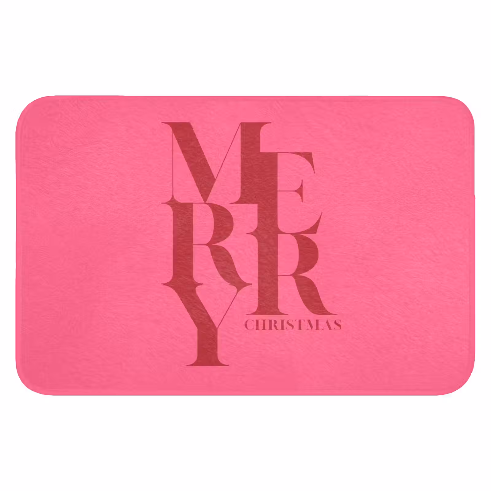Badematte - Merry – Text – Weihnachten – Rosa — 1