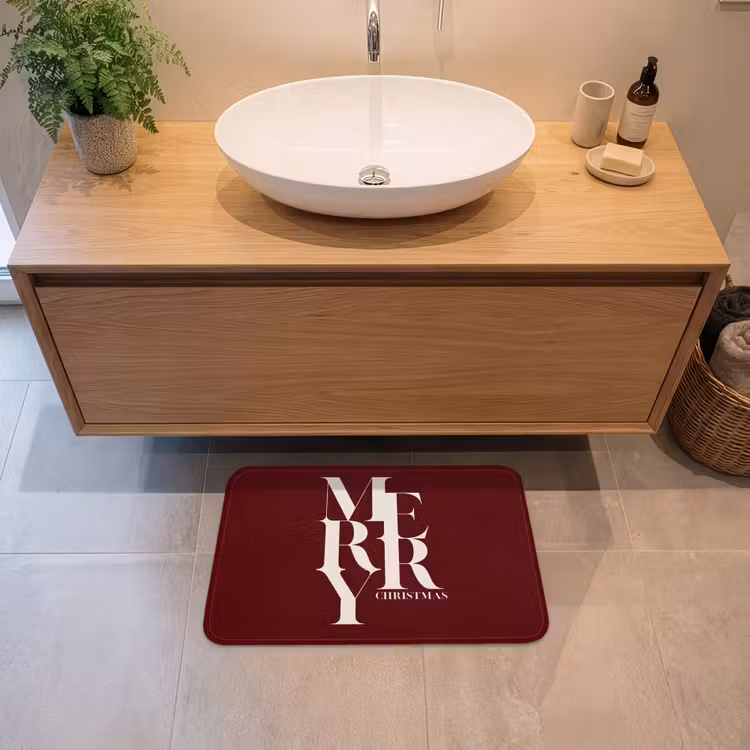 Badematte - Merry – Text – Dunkel – Rot — 2