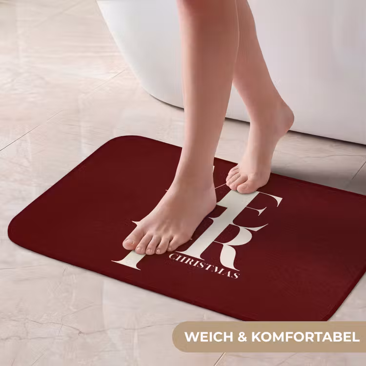 Badematte - Merry – Text – Dunkel – Rot — 5