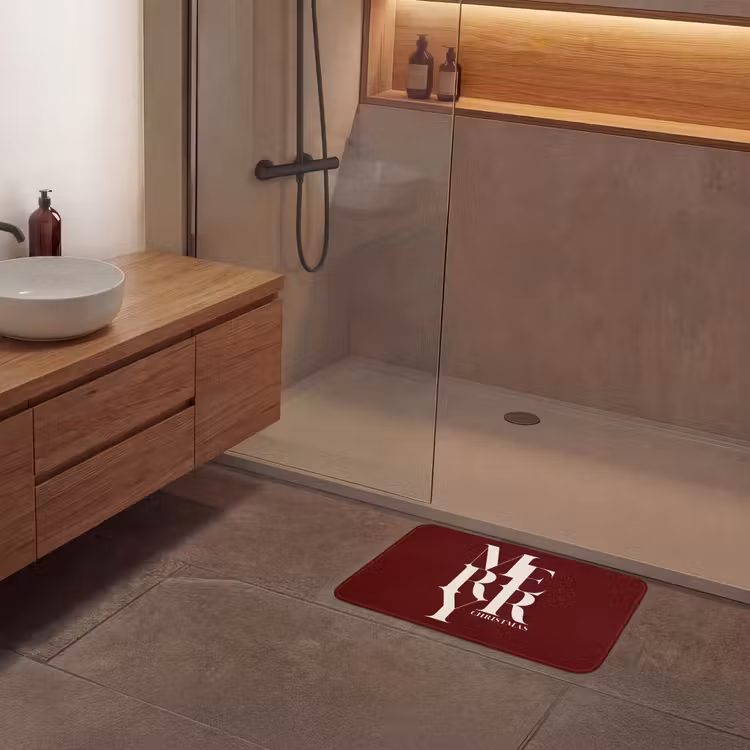 Badematte - Merry – Text – Dunkel – Rot — 8