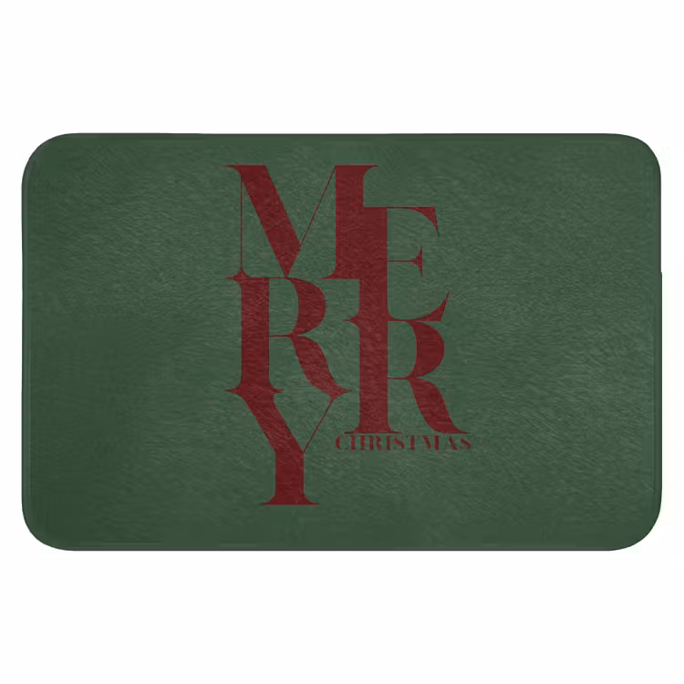 Badematte - Merry – Text – Grün – Weihnachten — 1