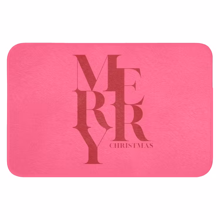 Badematte - Merry – Text – Weihnachten – Rosa — 1