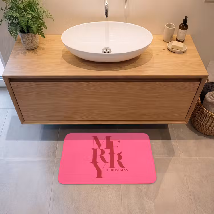 Badematte - Merry – Text – Weihnachten – Rosa — 2