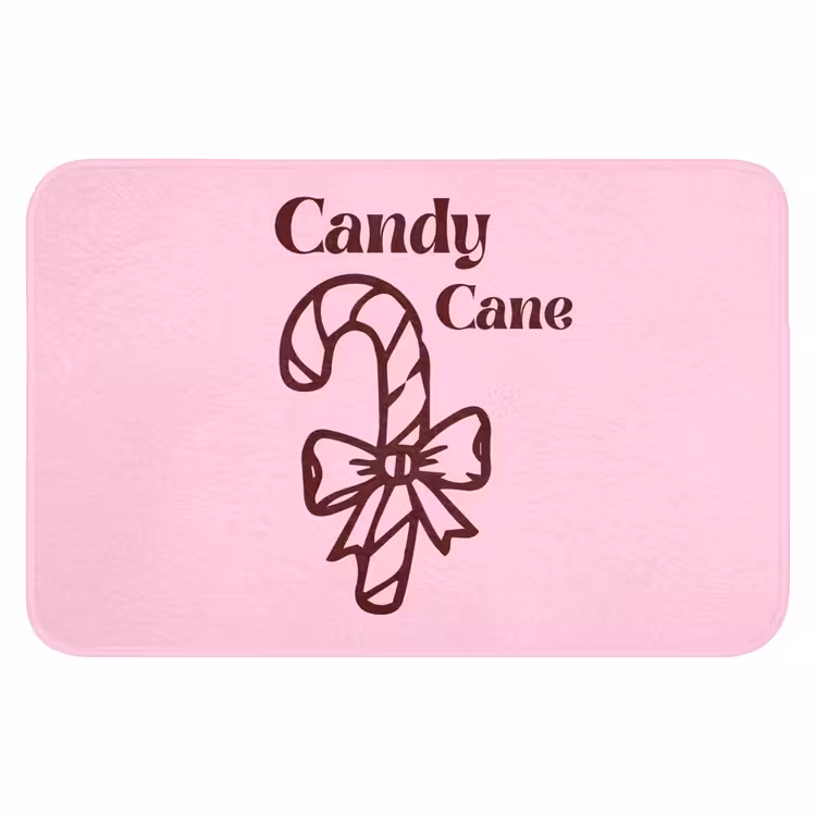 Badematte - Weihnachten – Süßigkeiten – Text – Braun – Rosa — 1