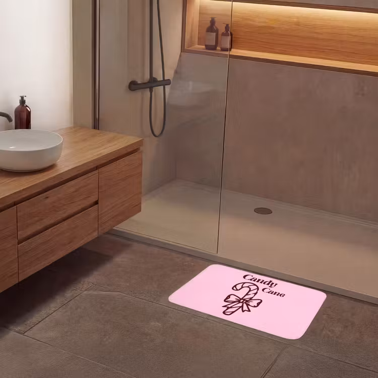 Badematte - Weihnachten – Süßigkeiten – Text – Braun – Rosa — 8
