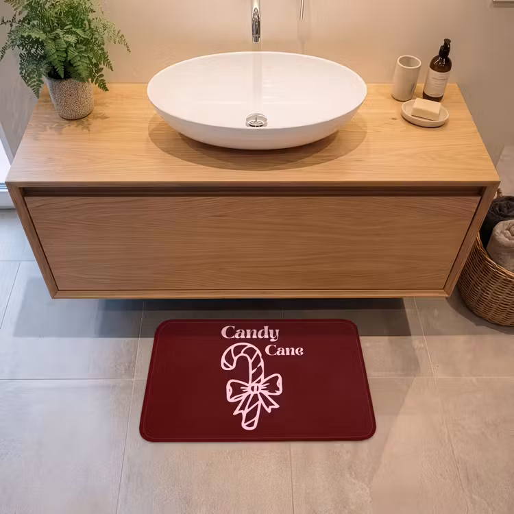 Badematte - Weihnachten – Süßigkeiten – Text – Rosa — 2