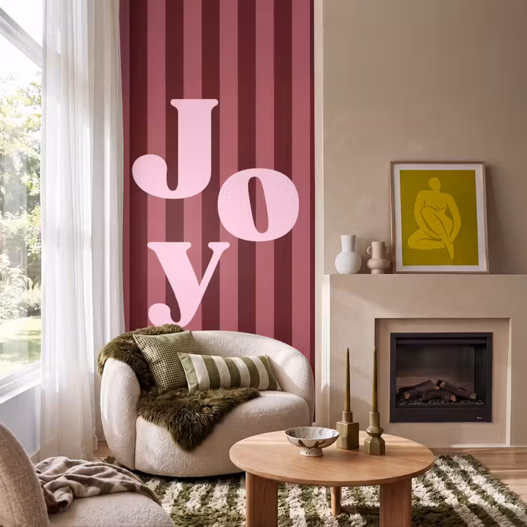 Tapete - Joy – Weihnachten – Text – Rosa — 1