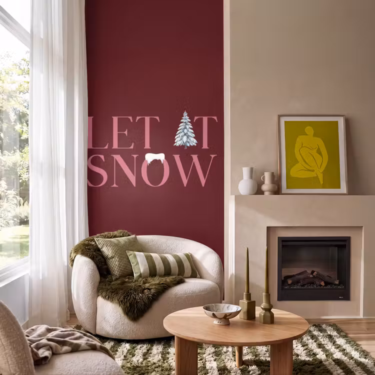 Tapete - Text – Weihnachten – Schnee – Rosa — 1