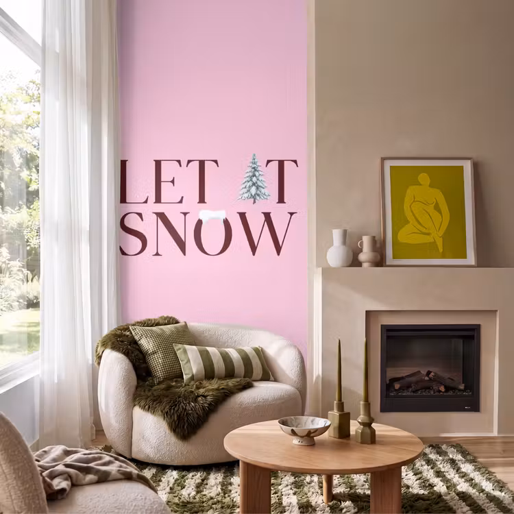 Tapete - Weihnachten – Text – Schnee – Rosa — 1