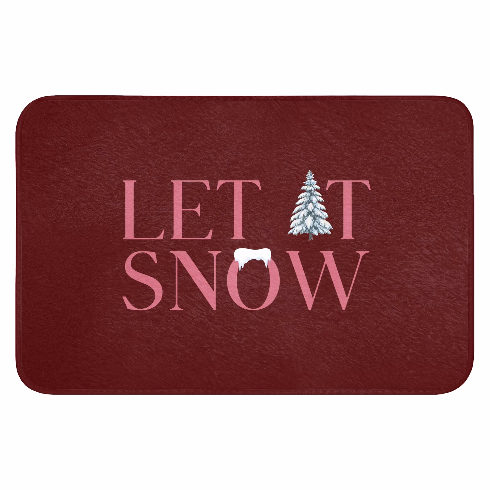 Badematte - Text – Weihnachten – Schnee – Rosa — 1