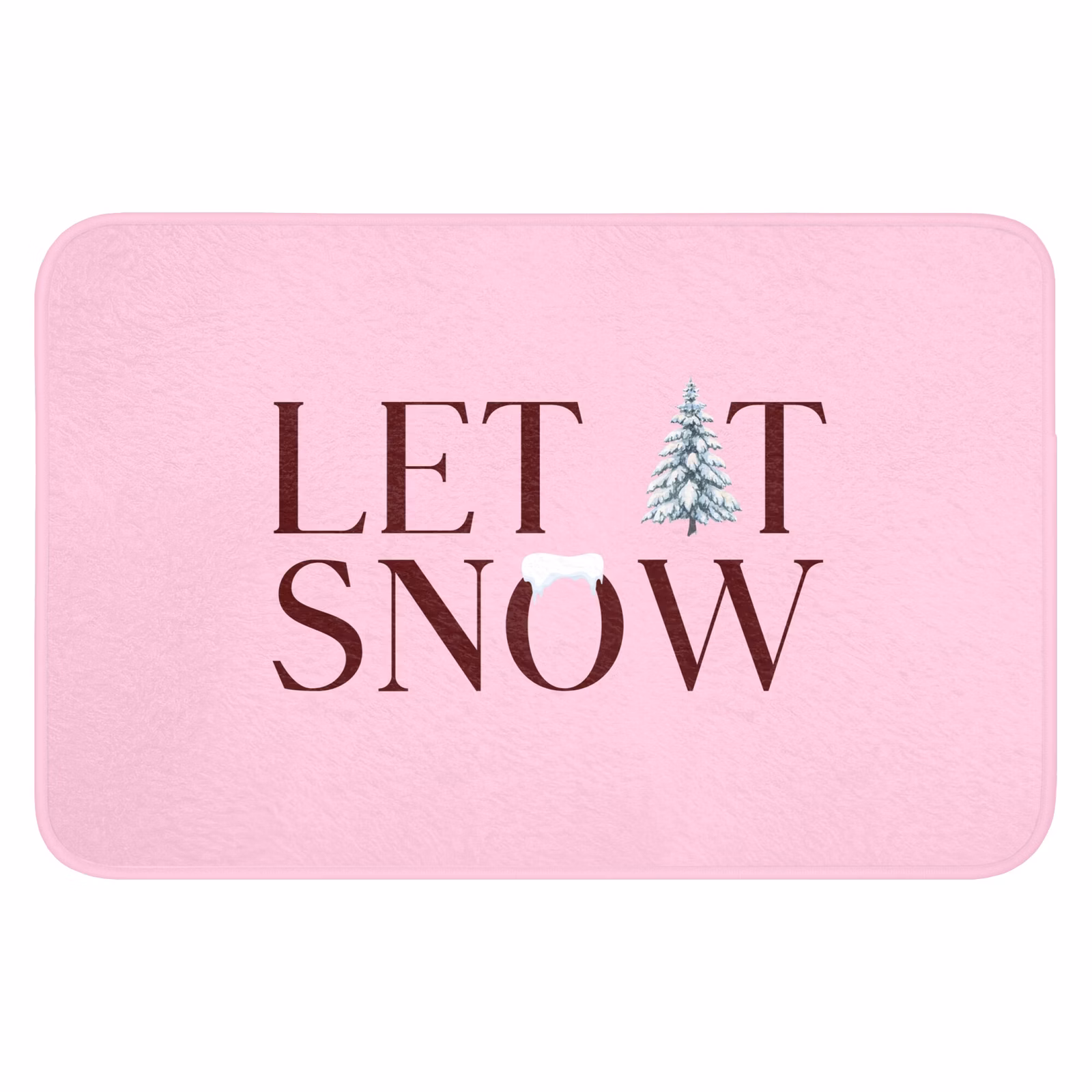 Badematte - Weihnachten – Text – Schnee – Rosa — 1