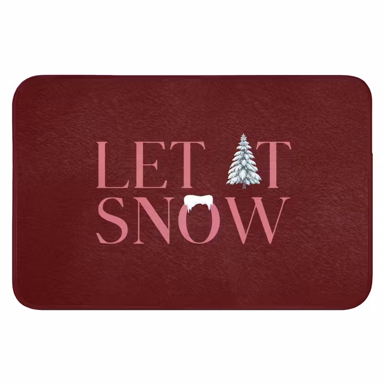 Badematte - Text – Weihnachten – Schnee – Rosa — 1