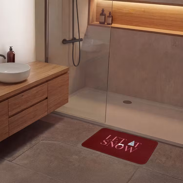 Badematte - Text – Weihnachten – Schnee – Rosa — 8