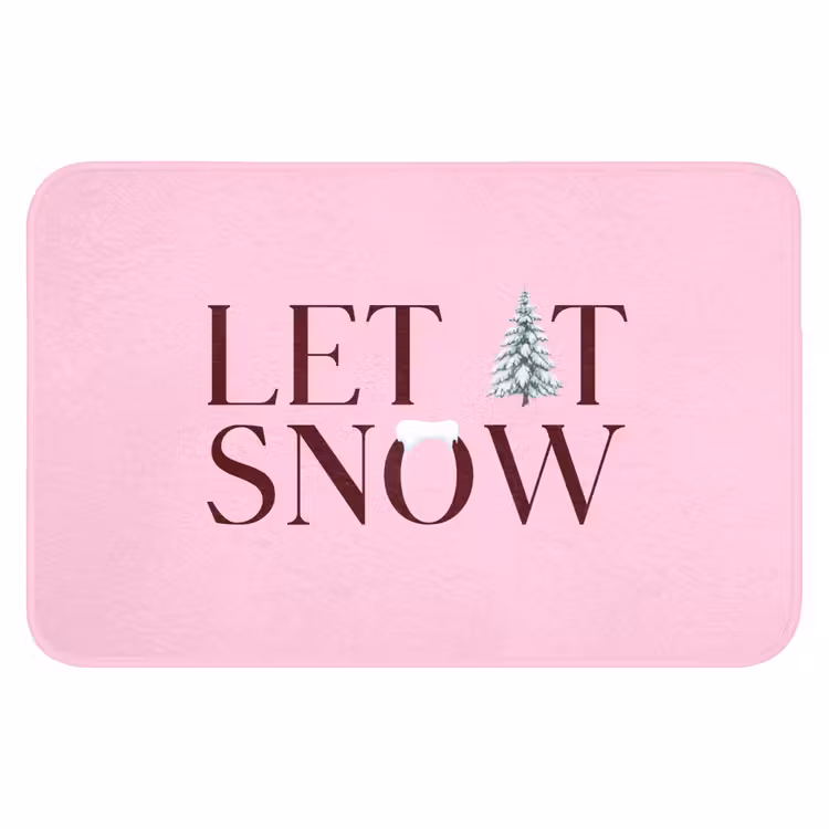 Badematte - Weihnachten – Text – Schnee – Rosa — 1