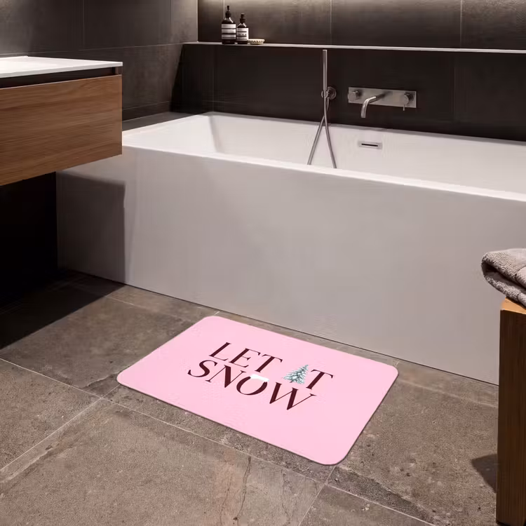 Badematte - Weihnachten – Text – Schnee – Rosa — 4