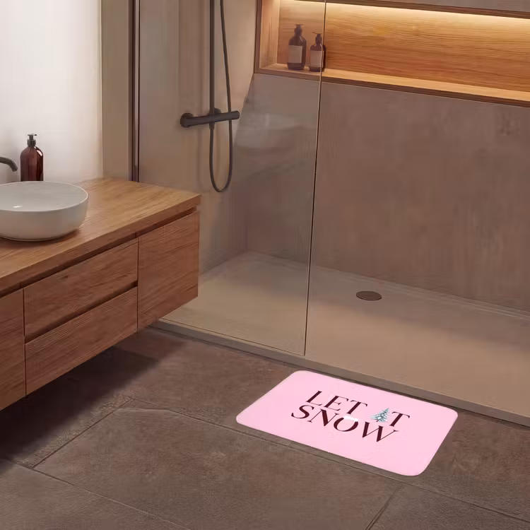 Badematte - Weihnachten – Text – Schnee – Rosa — 8