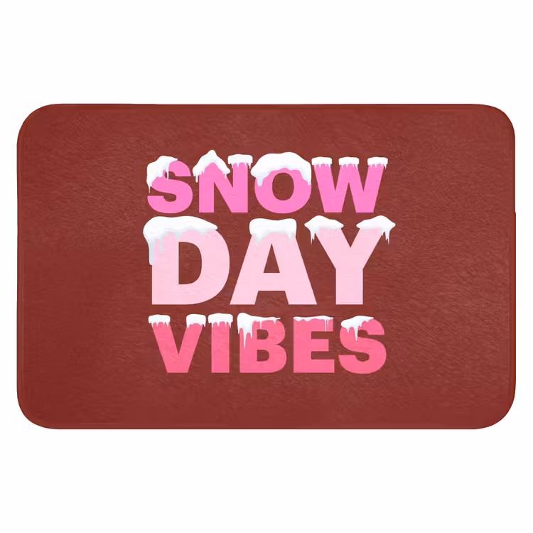 Badematte - Weihnachten – Text – Schnee – Rot – Rosa — 1