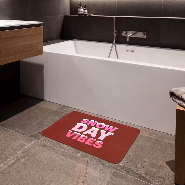 Badematte - Weihnachten – Text – Schnee – Rot – Rosa — 4