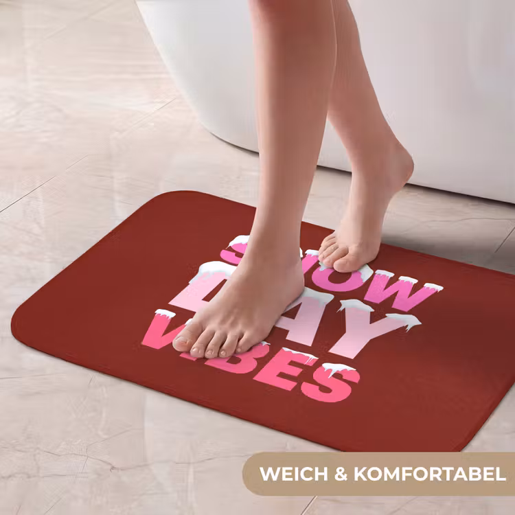 Badematte - Weihnachten – Text – Schnee – Rot – Rosa — 5