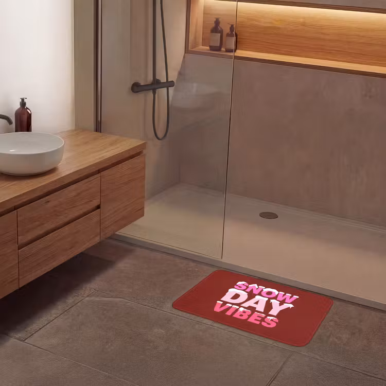 Badematte - Weihnachten – Text – Schnee – Rot – Rosa — 8