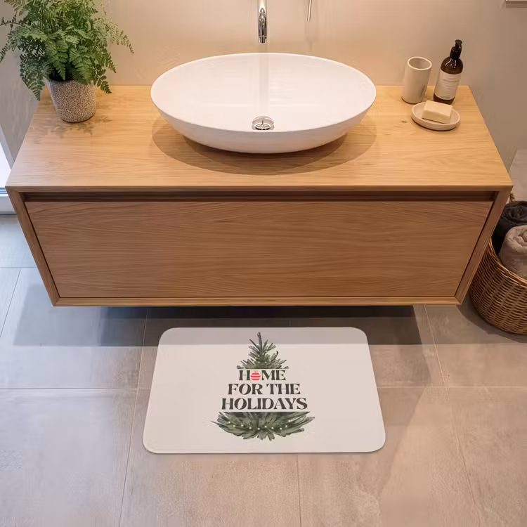 Badematte - Weihnachten – Text – Weihnachtsbaum – Beige — 2