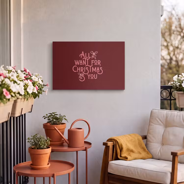 Outdoor Leinwand - Text – Weihnachten – Rot – Rosa — 3
